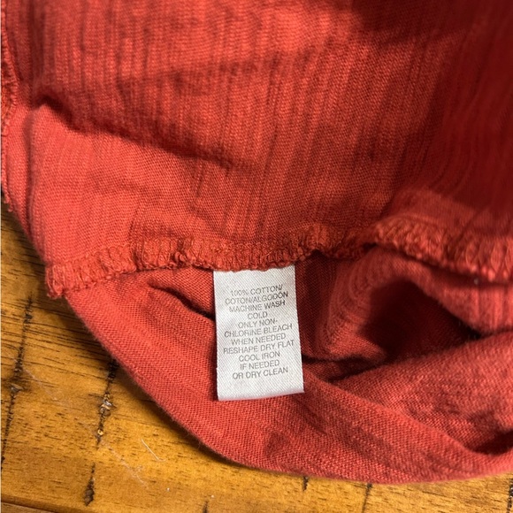 Loft Burnt Orange Lace Up Back Cotton T-Shirt, Sz M, Tee - Picture 7 of 7